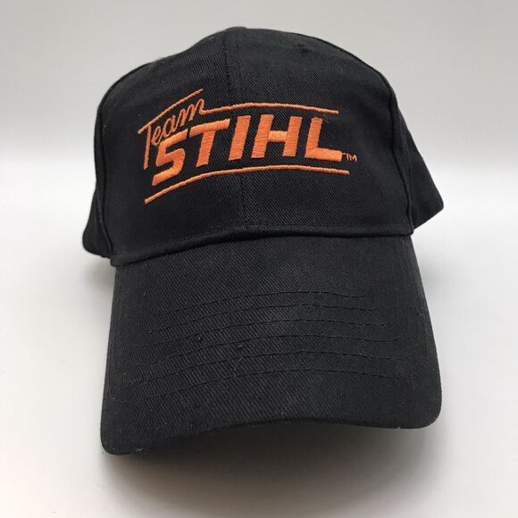 Team Stihl Embroidered Logo Ball Cap Hook & Loop Black Cotton Chainsaw Dad Hat - Picture 1 of 8